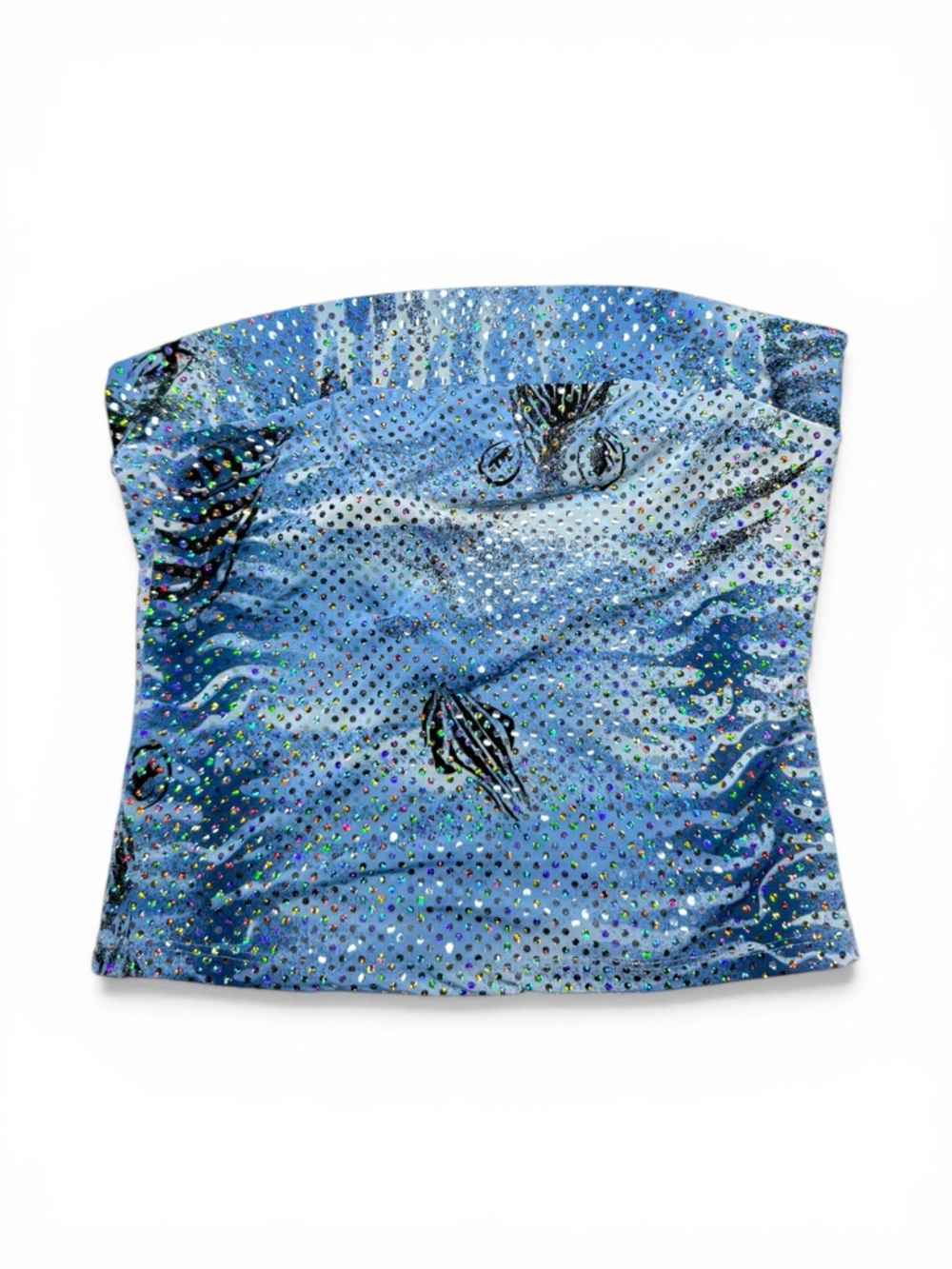 Blue Sequins Y2K Tube Top Size Large